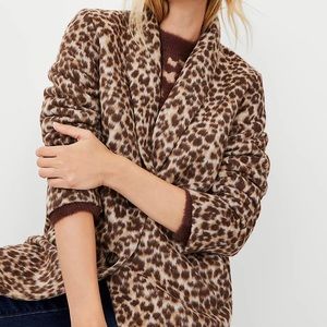 NWT Ann Taylor Animal Print Cocoon Coat, Small Petite